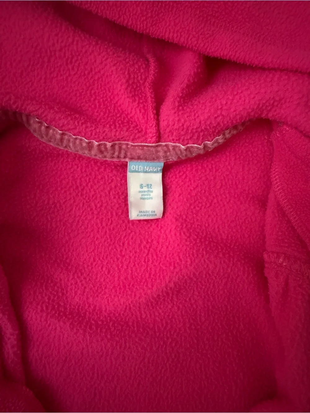 Toddler Hot Pink Hooded Zip-Up Fleece Jacket with Ears